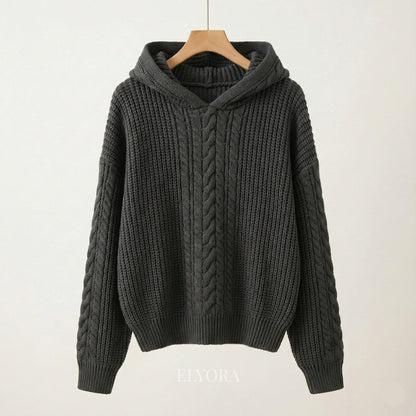 Elyora Mavina – Sudadera con capucha de punto trenzado para mujer