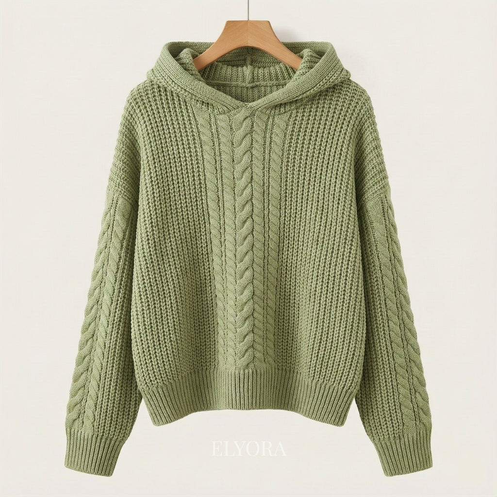 Elyora Mavina – Sudadera con capucha de punto trenzado para mujer