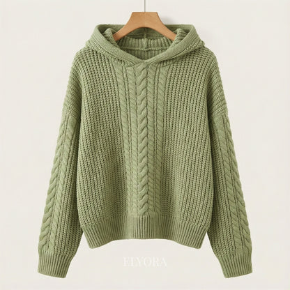 Elyora Mavina – Sudadera con capucha de punto trenzado para mujer