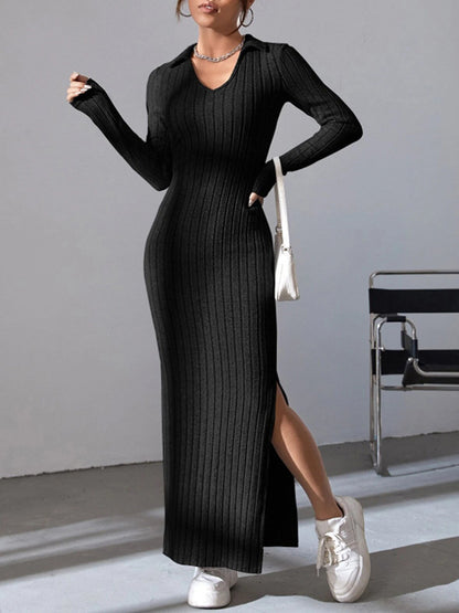 Elyora Nerys – Damen Strickkleid mit Kragen