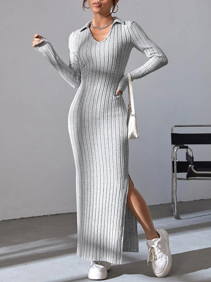 Elyora Nerys – Damen Strickkleid mit Kragen